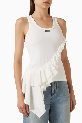 Asymmetric Ruffle Tank Top in Cotton