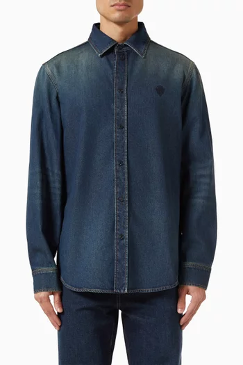 Washed Shirt in Cotton Denim