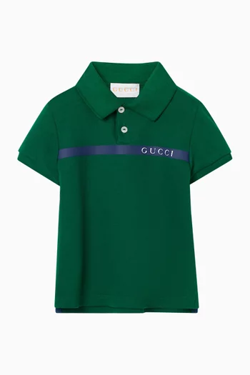 تي شيرت بولو قطن بتطريز شعار الماركة