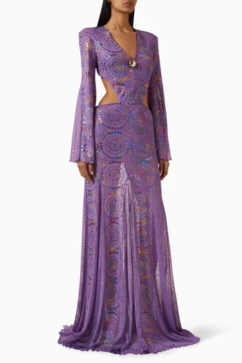 Foil-print Gown in Jersey