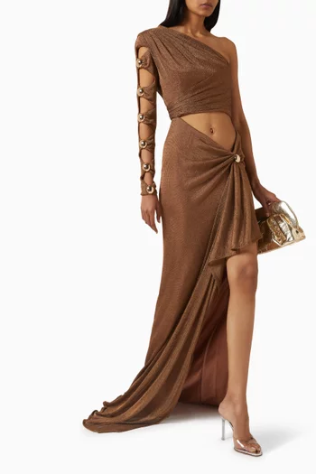 Embellished One-shoulder Dress in Jersey