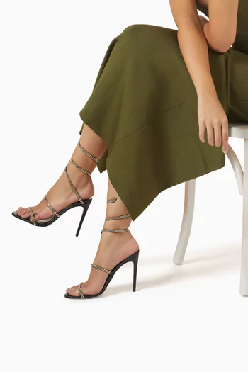 صندل كليو مرصع بكريستال بكعب 105 مم ستان