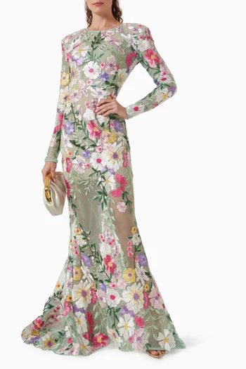 Juliette Floral-embroidered Gown