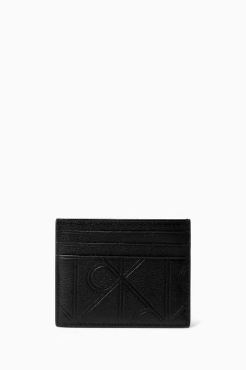 Embossed Emblem Logo Cardholder in Leather