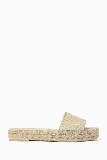 حذاء مفتوح بتصميم بنعل مزدوج قنب خشن منسوج