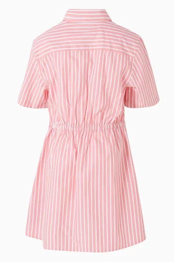 فستان بنمط قميص مخطط قطن بوبلين