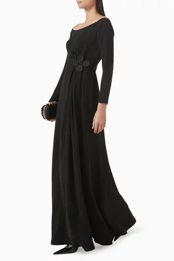 Floral-applique Off-shoulder Dress