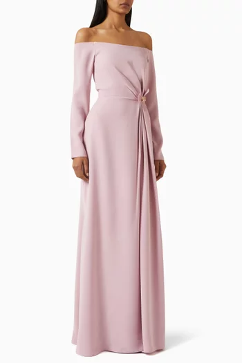 Floral-applique Off-shoulder Dress