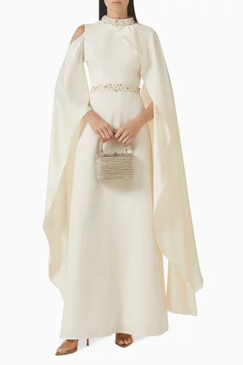 Embellished Cape-sleeve Dress