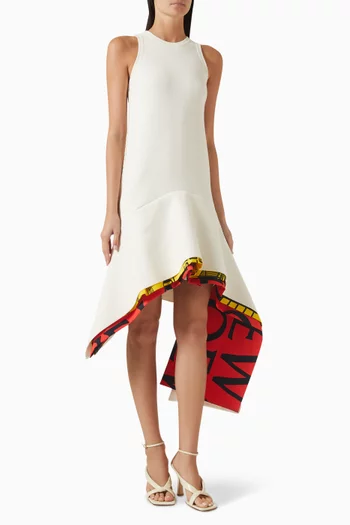 فستان ببطانة بشعار الماركة وحافة غير متماثلة