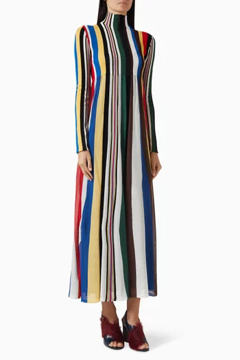 فستان بنقشة مخططة مزيج فيسكوز