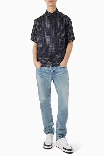 قميص بنقشة مربعات حرير