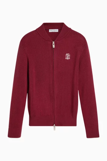 كارديغان بسحاب وشعار الماركة نسيج قطن