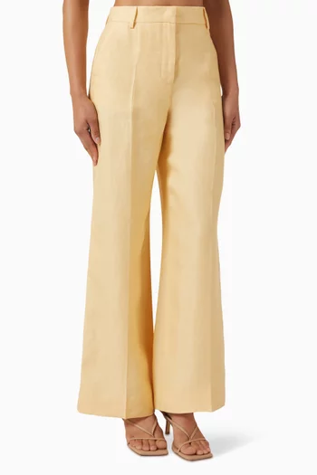 بنطال بقصة ساق واسعة كتان