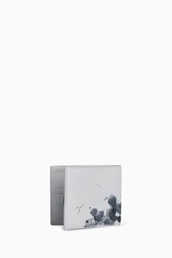 محفظة ثنائية الطي بتصميم مربع وجيب للعملات المعدنية جلد ماعز أرينا