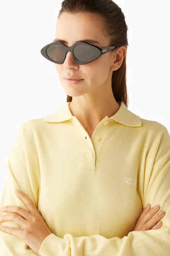 نظارة شمسية بإطار هندسي رفيع أسيتات