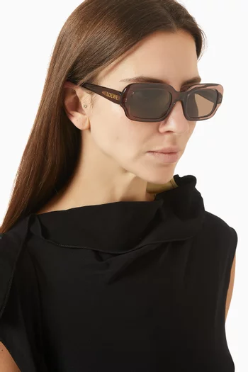 نظارة شمسية بإطار مستطيل رفيع أسيتات