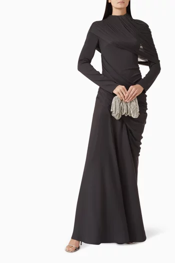 Veiled Cowl Wrap Dress