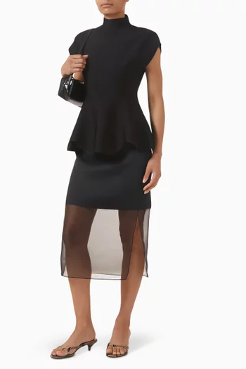 Sybil Sheer-hem Skirt in Crepe Satin