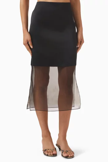 Sybil Sheer-hem Skirt in Crepe Satin