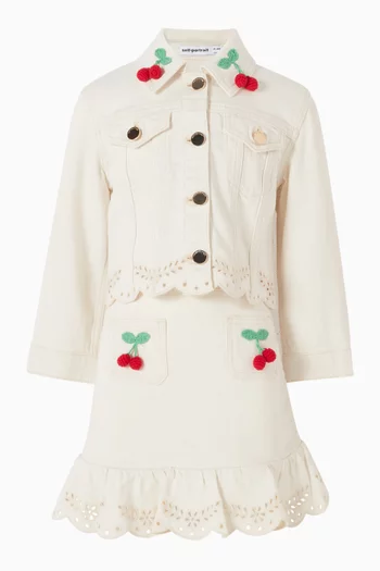 Cherry Motif Jacket in Denim