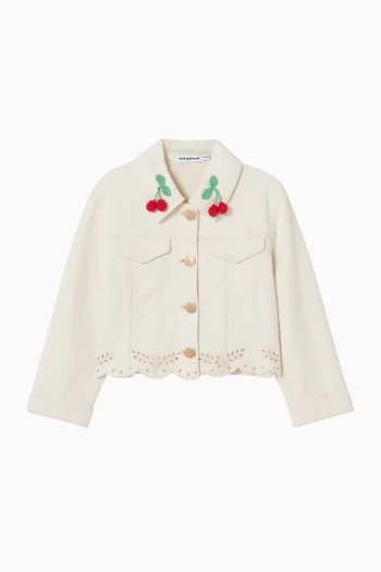 Cherry Motif Jacket in Denim