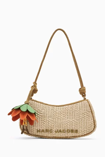 حقيبة كتف مزينة بحلية قش منسوج