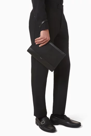 حقيبة كلاتش جلد ونايلون