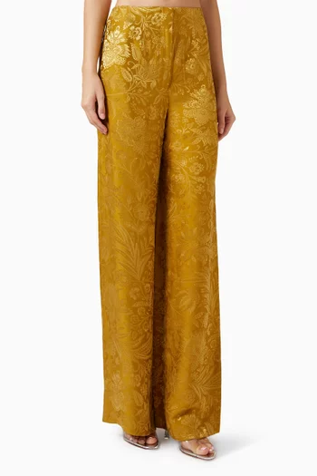 Ronin Wide-leg Pants in Silk-satin Jacquard