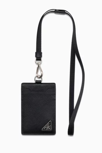 حافظة بطاقة الهوية بحلية مثلثة بشعار الماركة جلد سافيانو