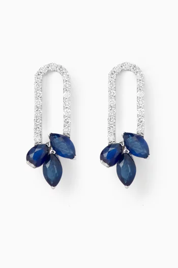 أقراط متدلية بتصميم أوراق شجر مرصع بالماس ذهب أبيض عيار 18