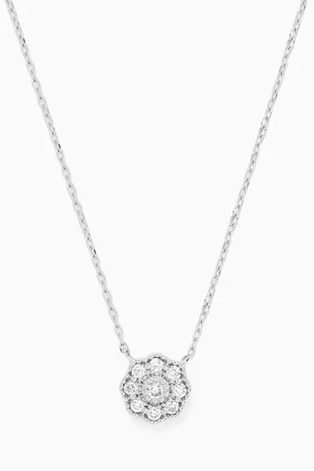 قلادة بدلاية على شكل زهرة مرصعة بالماس ذهب أبيض عيار 18