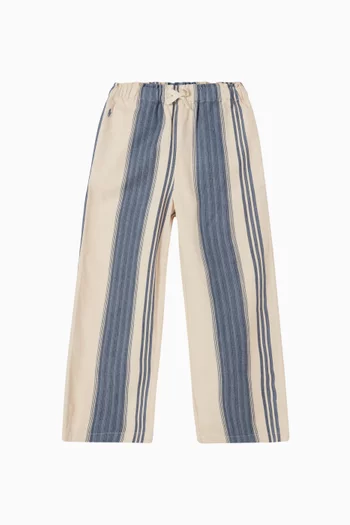 بنطال مخطط بقصة ساق واسعة