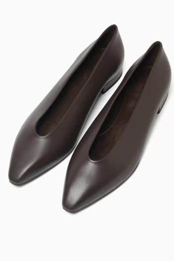 حذاء باليرينا ريبيكا بكعب مسطح جلد عجل