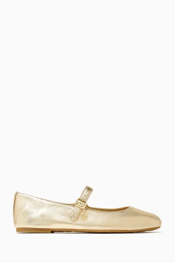 حذاء باليرينا نيللي فليكس بكعب مسطح جلد لامع