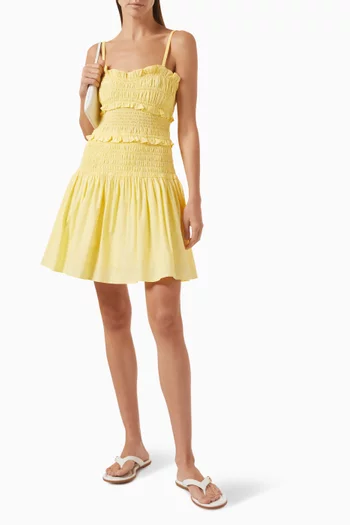 فستان قصير بكشكش قطن