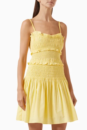 فستان قصير بكشكش قطن