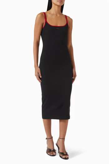 Logo Midi Dress in Cotton Blend