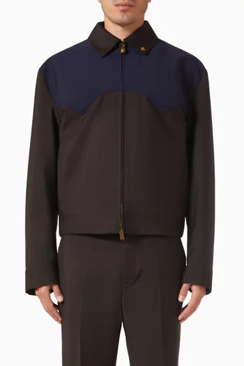 جاكيت فضفاض بسحّاب صوف وموهير