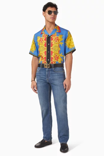 قميص بطبعة شمس حرير تويل