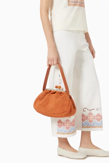 Medium Pasticcino Bag in Raffia-effect Fabric