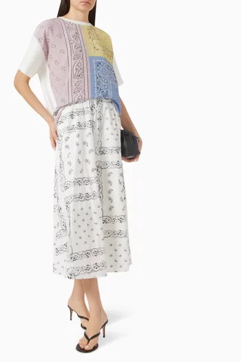 تنورة مزينة بنقشة قطن بوبلين