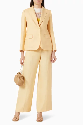 Single-breasted Blazer in Linen Canvas