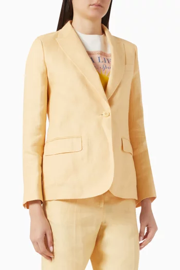 Single-breasted Blazer in Linen Canvas