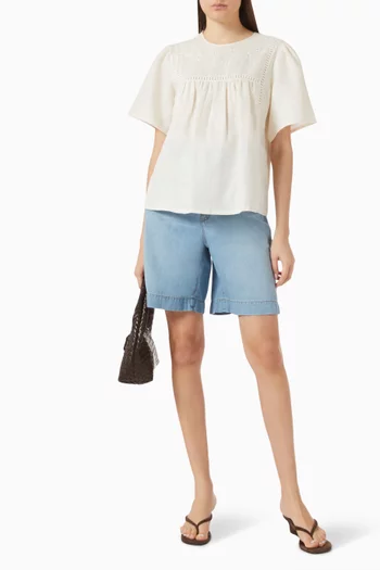 Embroidered Top in Linen