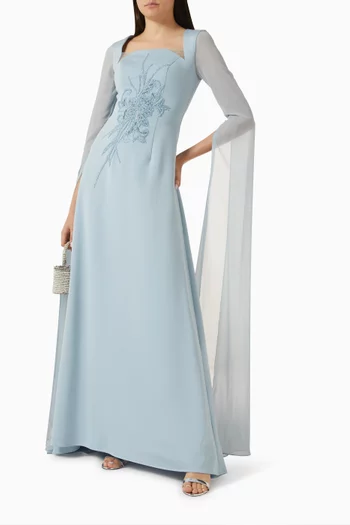 فستان سهرة مطرز بالخرز شيفون