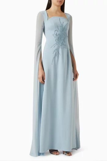 فستان سهرة مطرز بالخرز شيفون