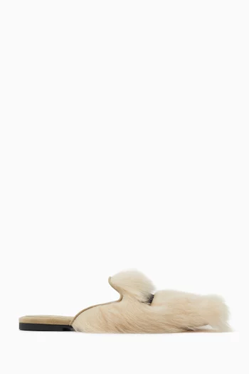 Mules in Shearling & Suede