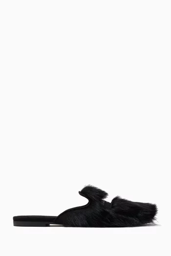 Mules in Shearling & Suede