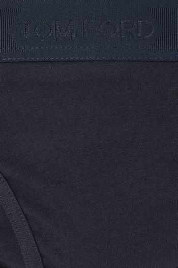 سروال داخلي بحزام خصر مزين بشعار الماركة قطن مطاطي